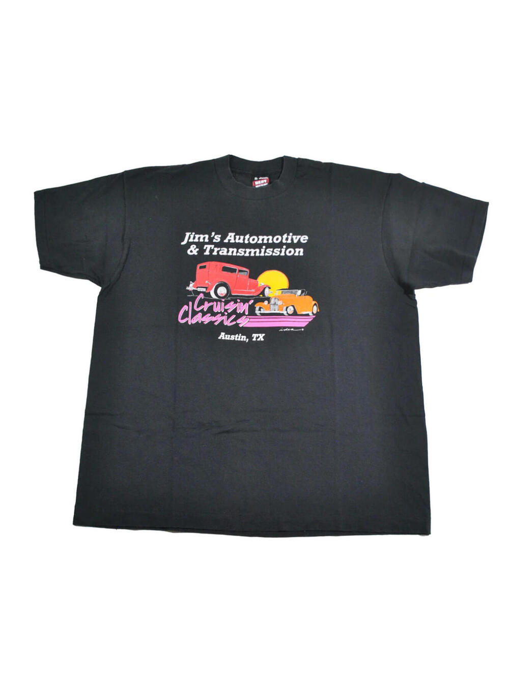 Vintage Jim's Automotive Car Repair Austin Texas 90s Black Shirt Size X-Large